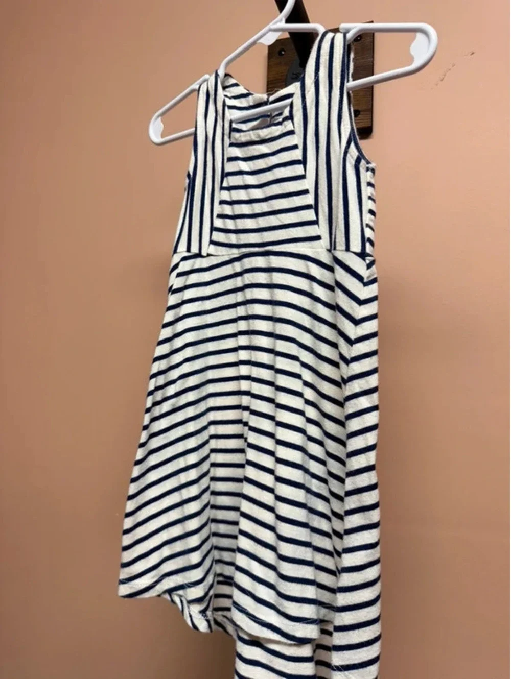 Carter's girls' blue and white striped sleeveless jersey tank dress